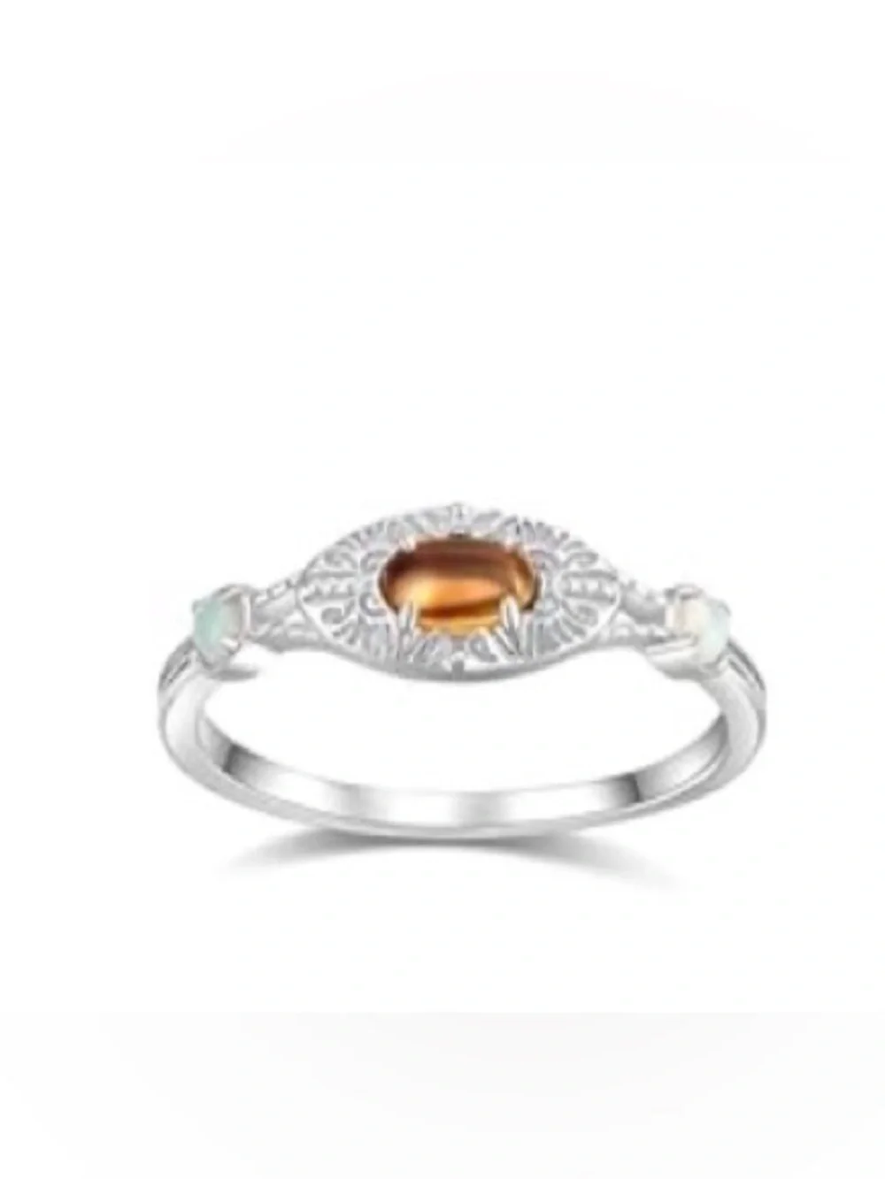 YESLADY Dainty Promise Ring Silver Cirtine Crystal Opal Stackable Ring sz8 NIB